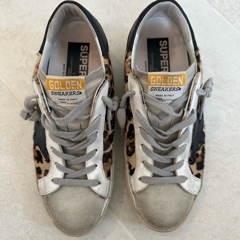Golden Goose Superstar Leopard Cowhide Sneakers - Picture 2 of 7